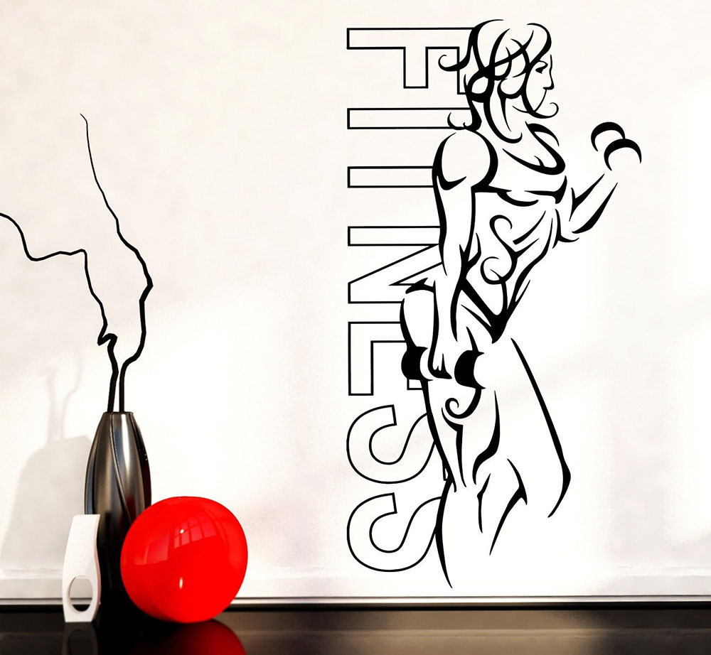 Yoga Fitness Health - Duvar çıkartmaları Vinil Spor Kız Kadın