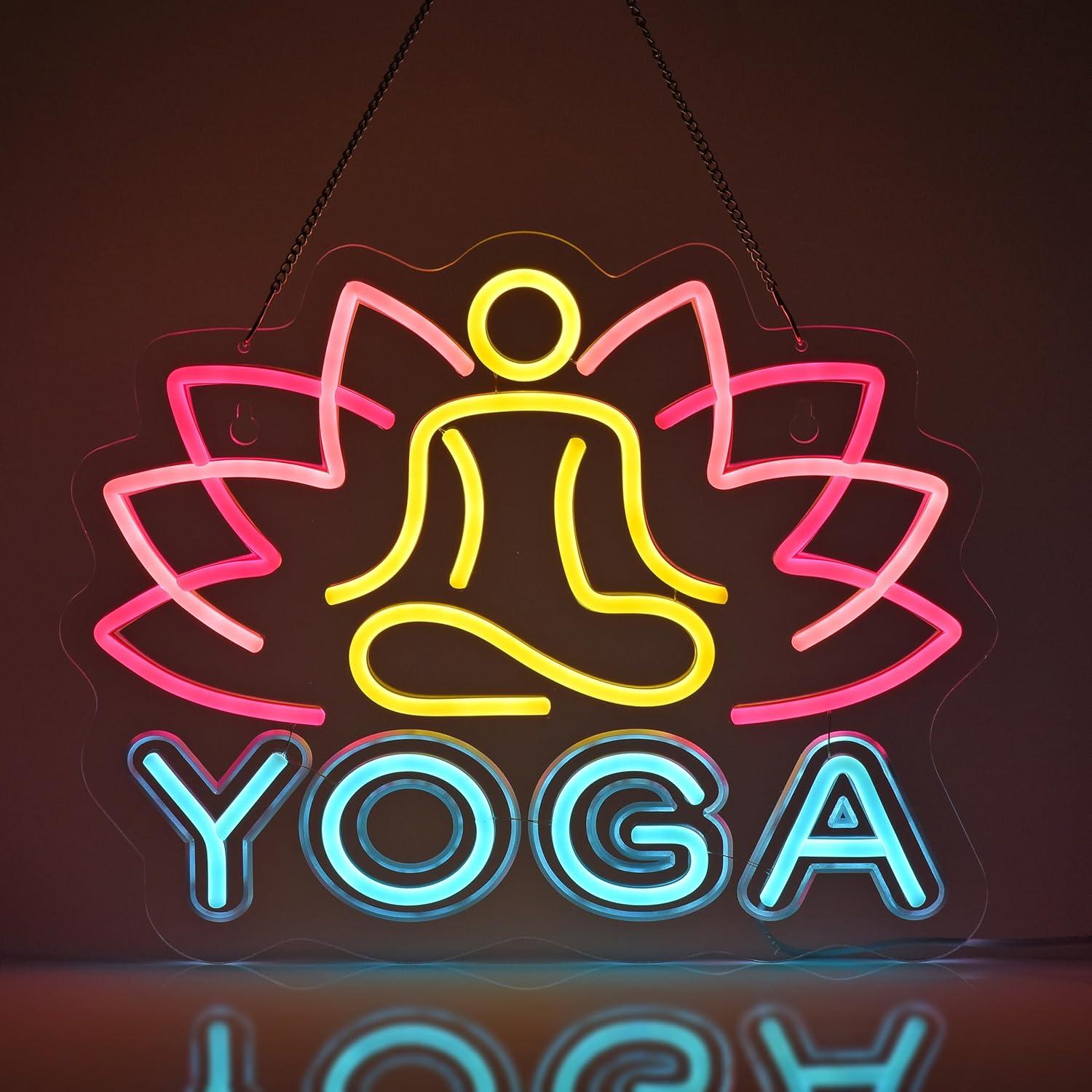 Yoga Fitness Club - Yoga Neon Tabelası Neon Işıklar Asılı