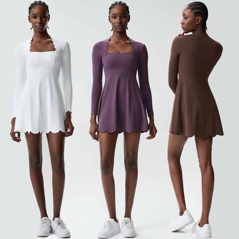 Yoga Fitness Dress - Kadın Yoga Tenis Etek Düz Renk