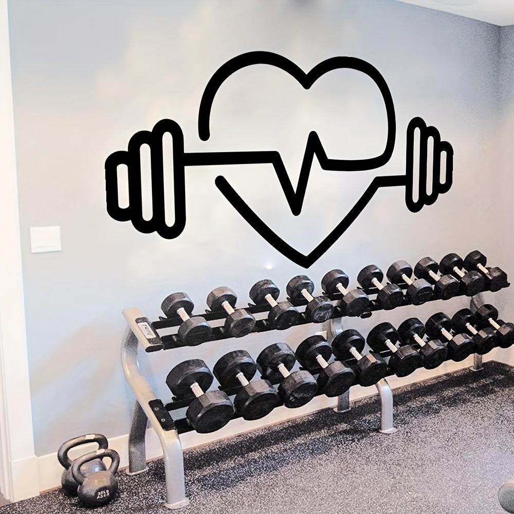 Yoga Fitness Health - Büyük Kalp Şeklinde Halter Duvar Çıkartması